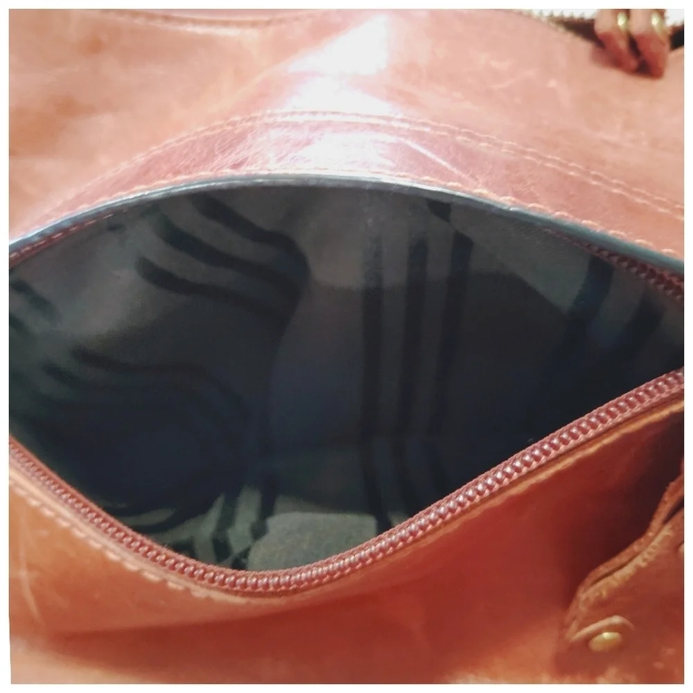 Frye Cognac Brown Leather Hobo Bag Minimalist Shoulder Purse